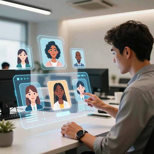 User Creating AI Avatars on Touchscreen