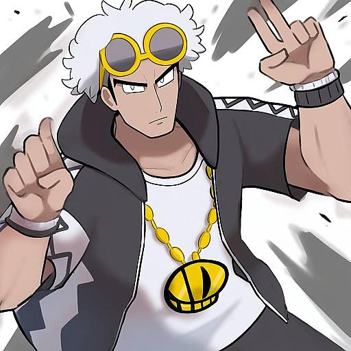 Illustration of Guzma (pokemon), pokemon in the style of Curse (023)