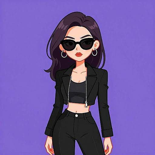 Edgy Woman in Black Zip-Up Jacket