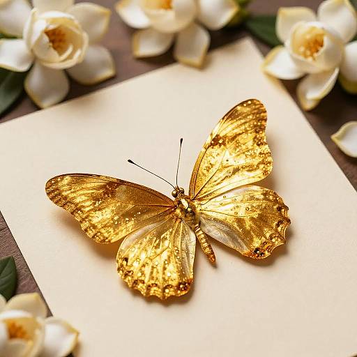 Majestic Golden Butterfly on Lemon Chiffon