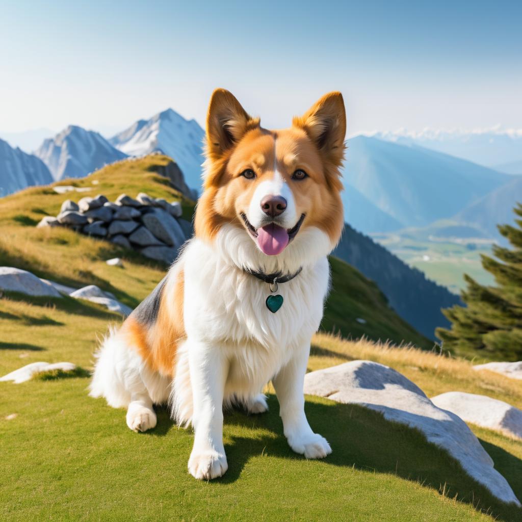 Stunning Dog Portrait on Mountain Background