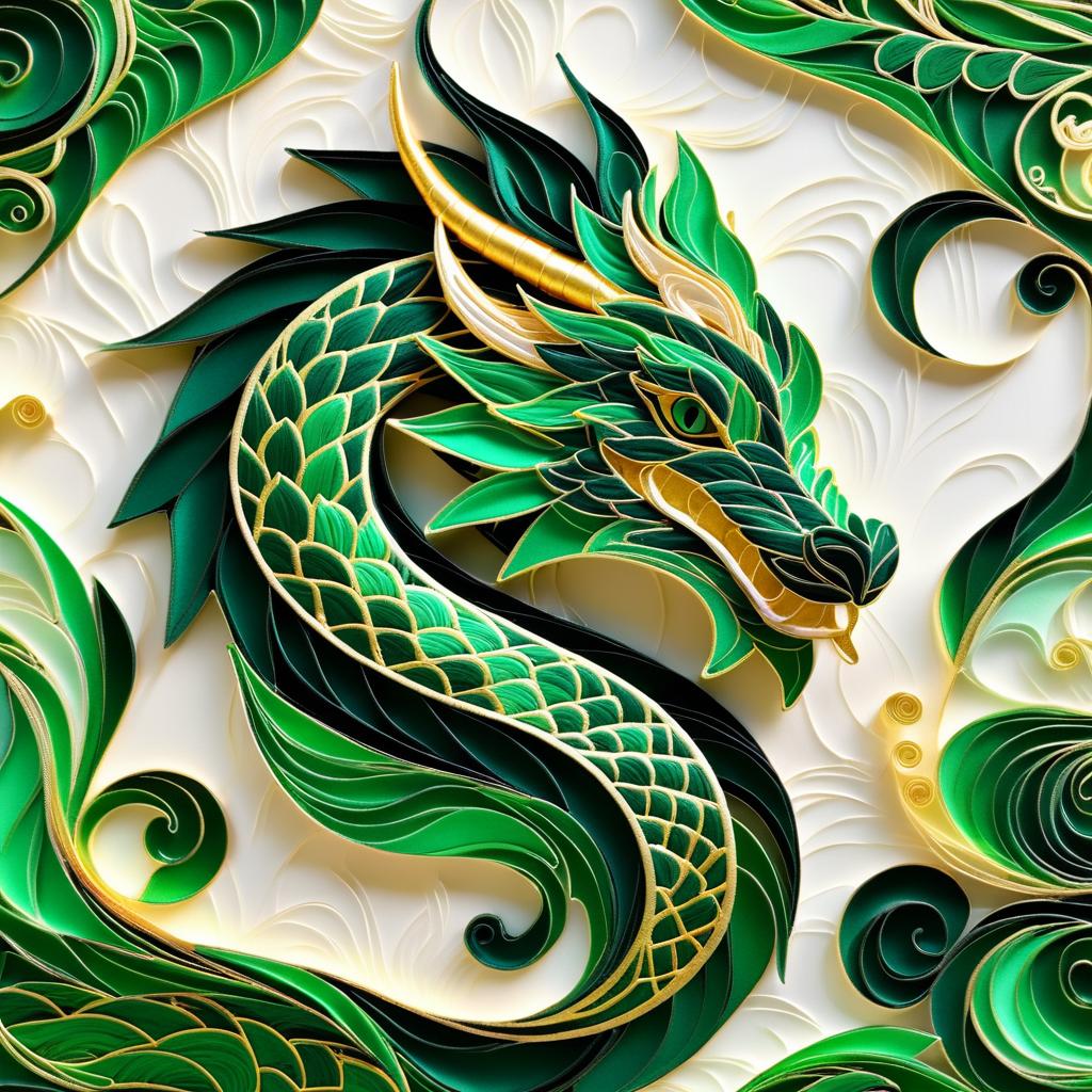 Majestic Dragon Quilling Art Illustration