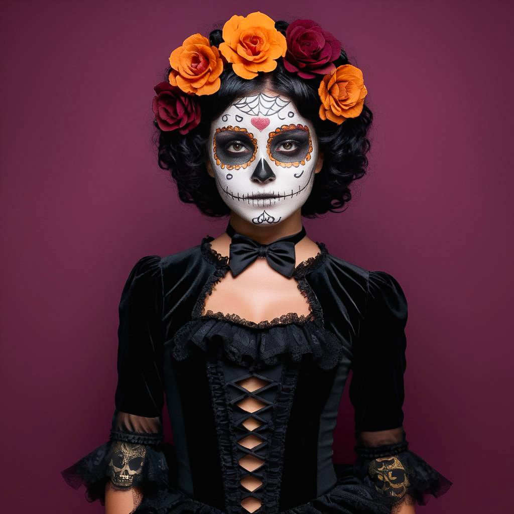 Awe-Struck Child in Day of the Dead Theme