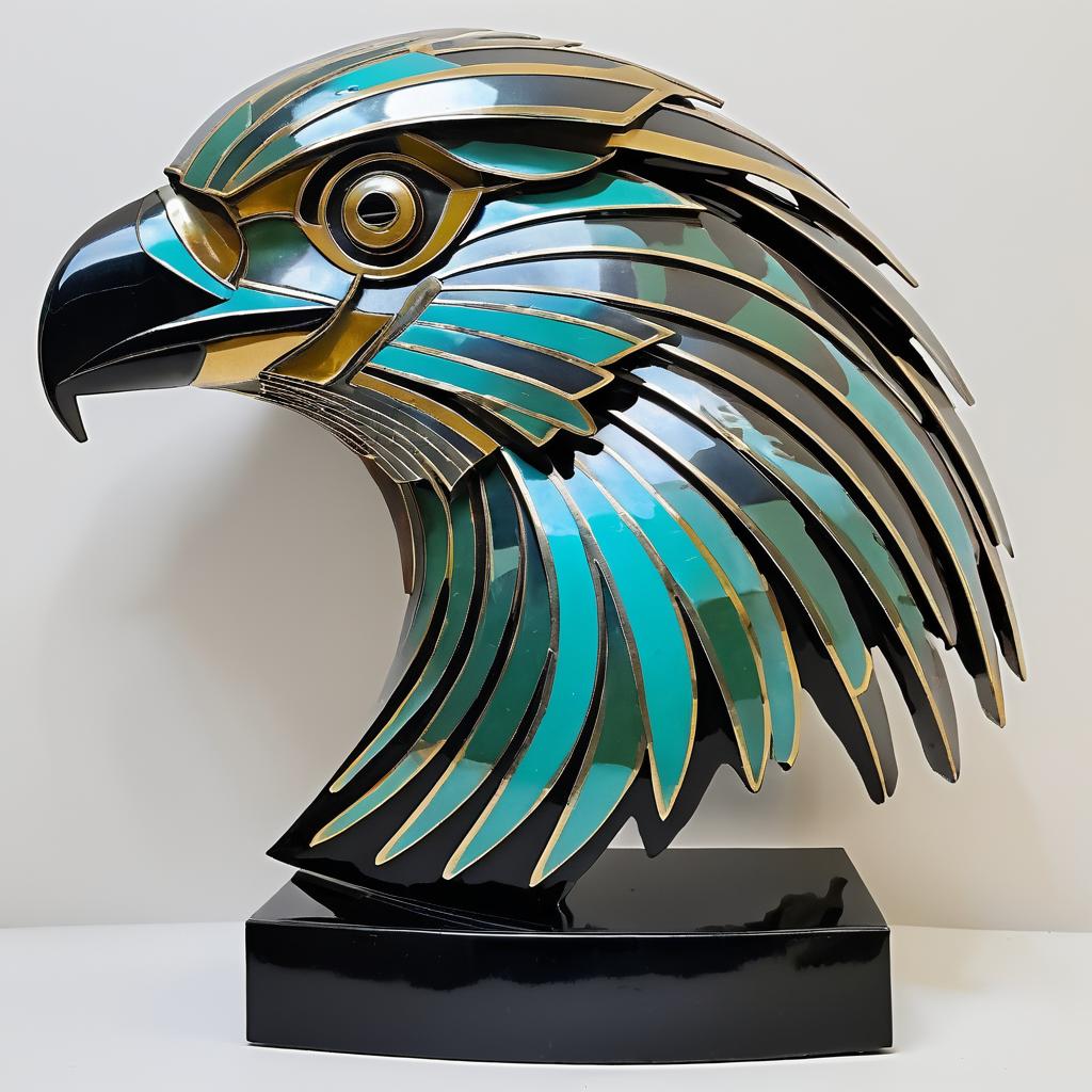 Stylized Art Deco Falcon Head Sculpture