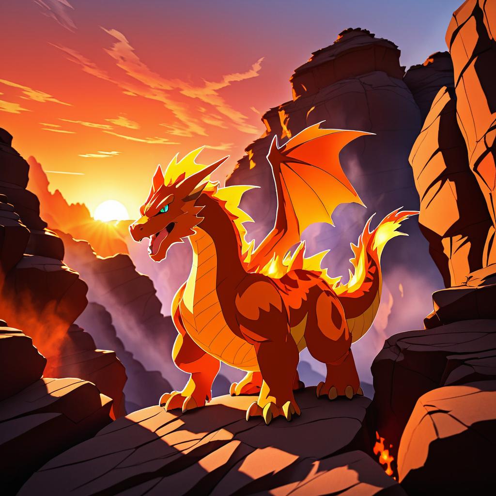 Fiery Charizard in a Sunset Canyon