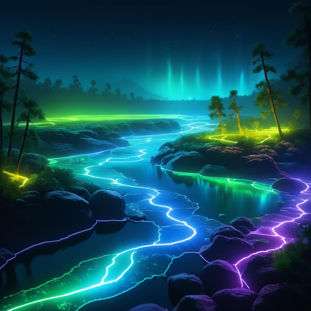 Glowing Electro River Landscape