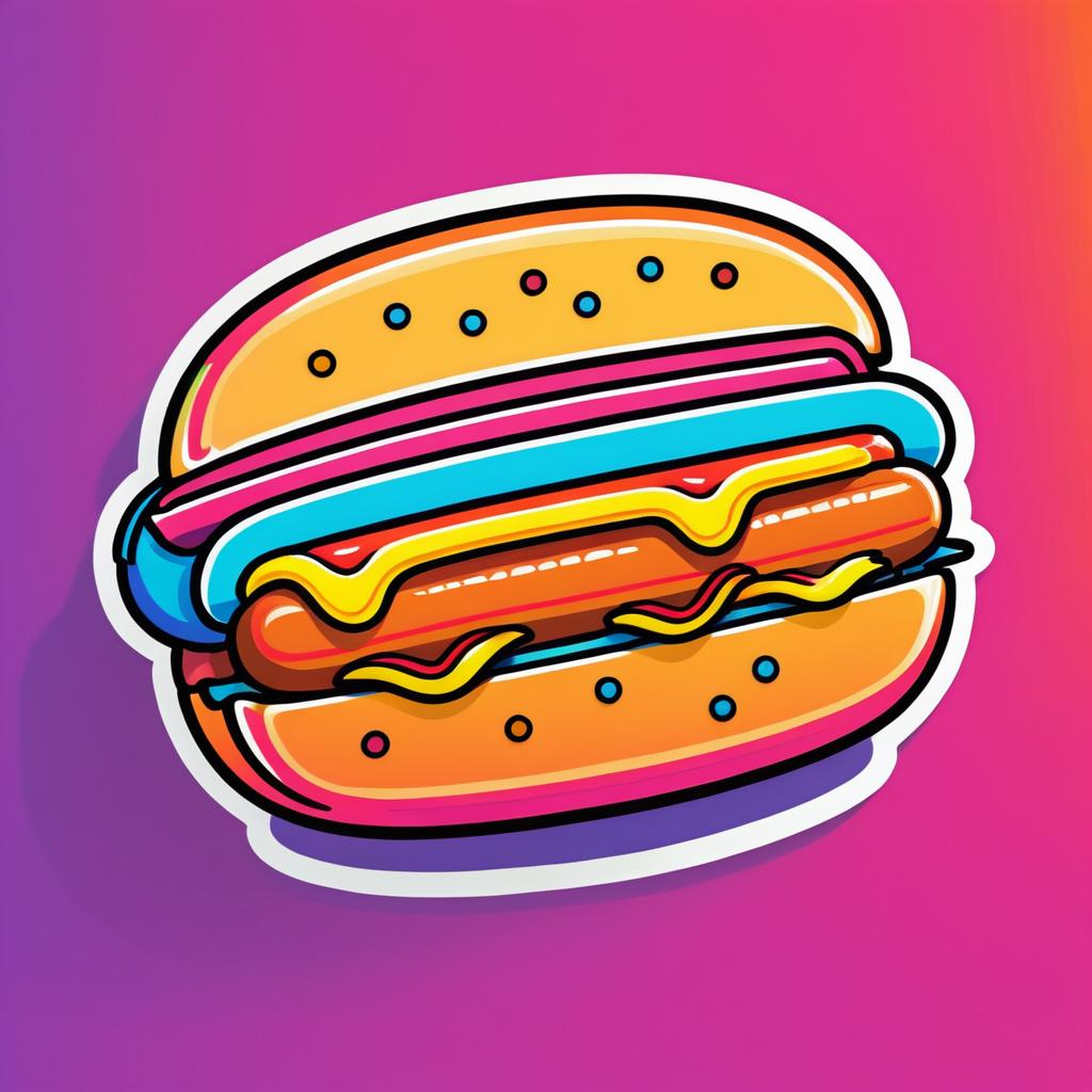 Vibrant Retro Hot Dog Sticker Design