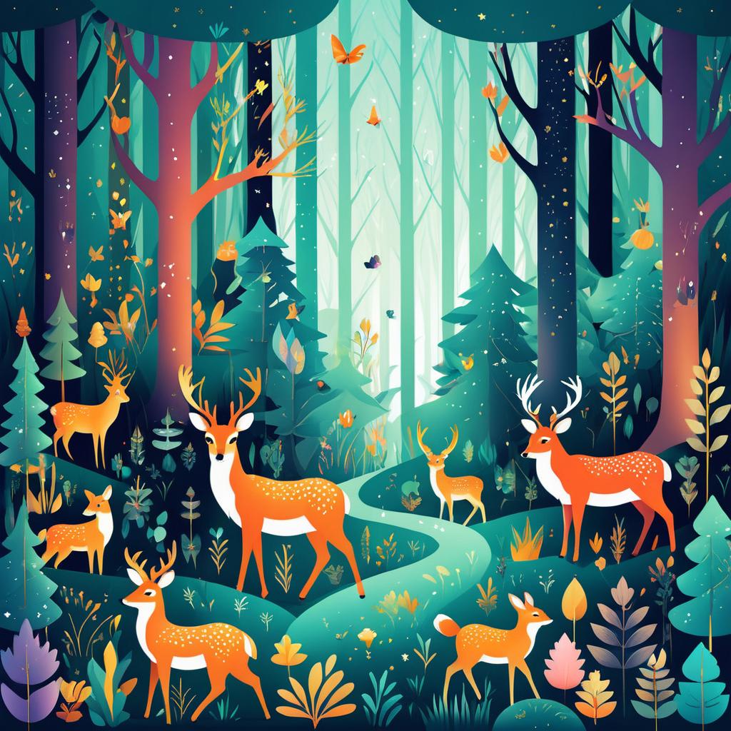 Enchanted Flat Design Forest Illustration