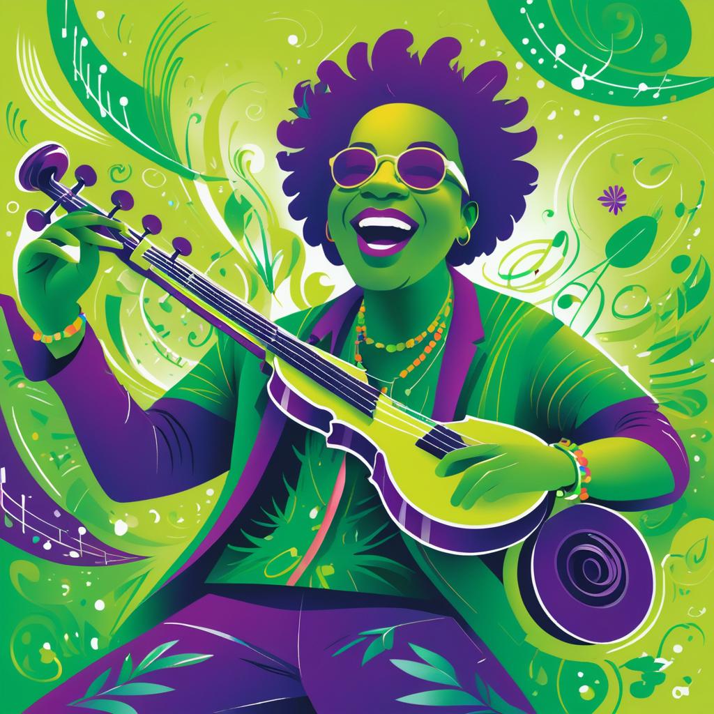 Vibrant Festival with Joyful Musician