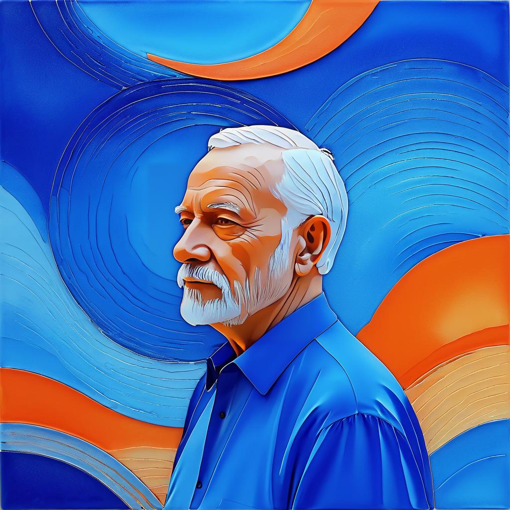 Serene Elderly Man in Vibrant Textures