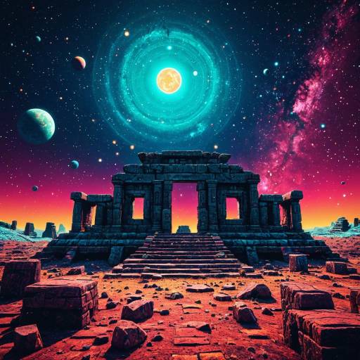 Vibrant Cosmic Ruins in 3D Render