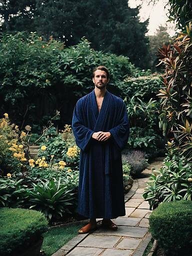 Man in Extra Long Robe in Garden