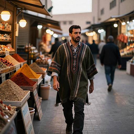 Olive Poncho Street Photographer at Dusk