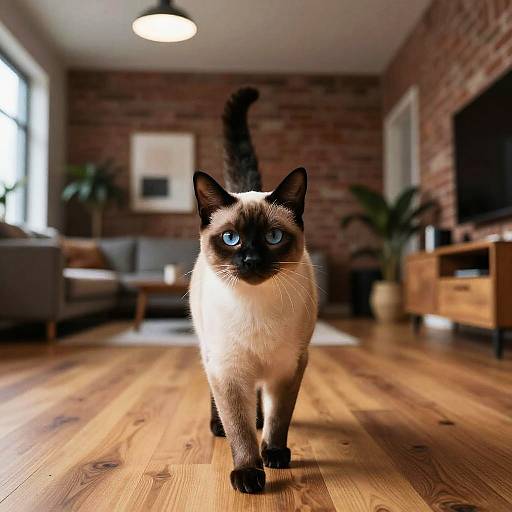 Sleek Siamese Cat in Urban Studio