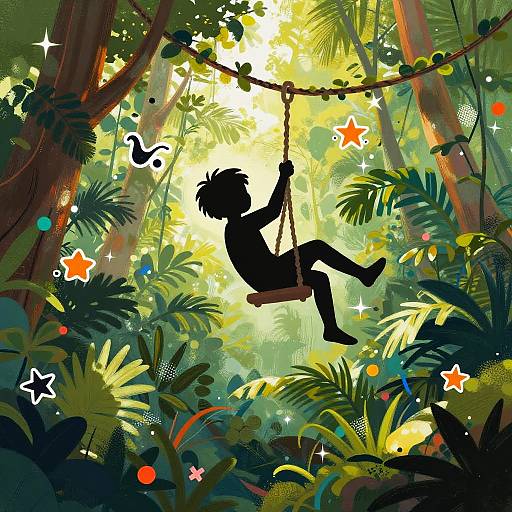 Vibrant Wild Child in Jungle Swing