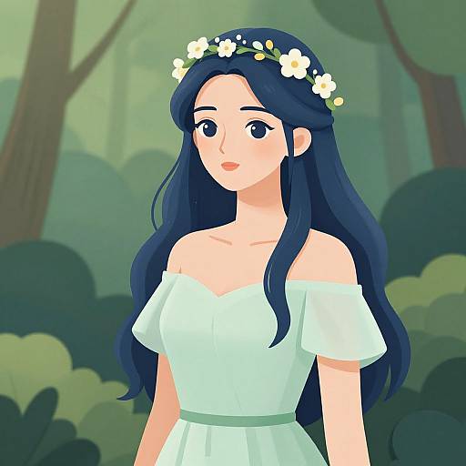 Serene Woman with Flower Crown