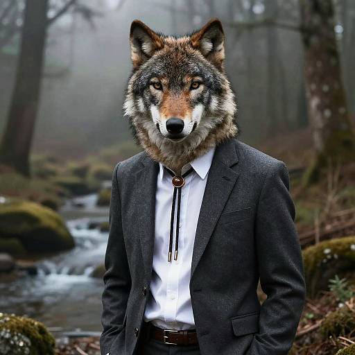 Cinematic Portrait of Refined Gray Wolf