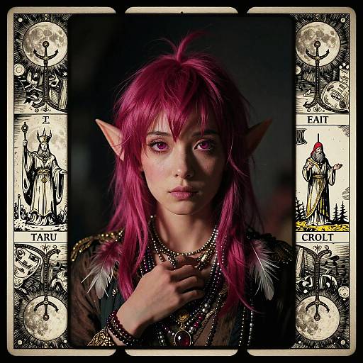 Photorealistic Gnome Portrait with Tarot Card Border