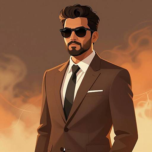 Serious Man with Dark Features and Suit