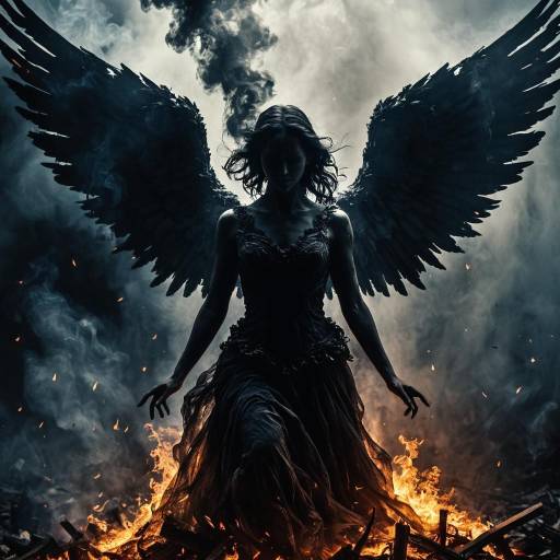 Dark Angel with Flaming Wings