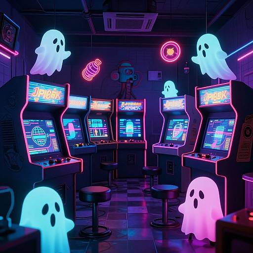 80's Neon Haunted Arcade Horror