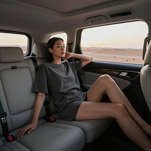 Elegant Asian Woman in Luxe Limousine