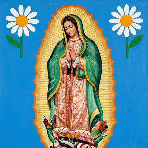 Vibrant Virgin of Guadalupe Folk Art