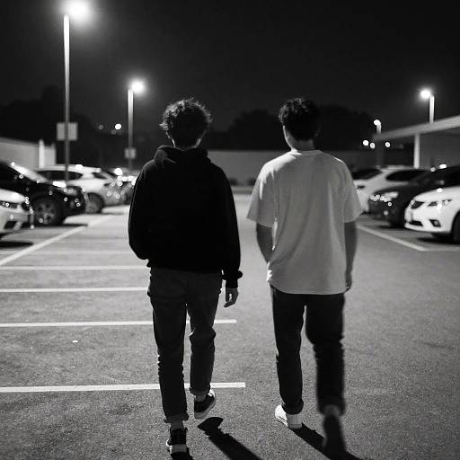 Night Walk in Urban Parking Lot