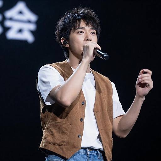 Young Man Singing on Stage