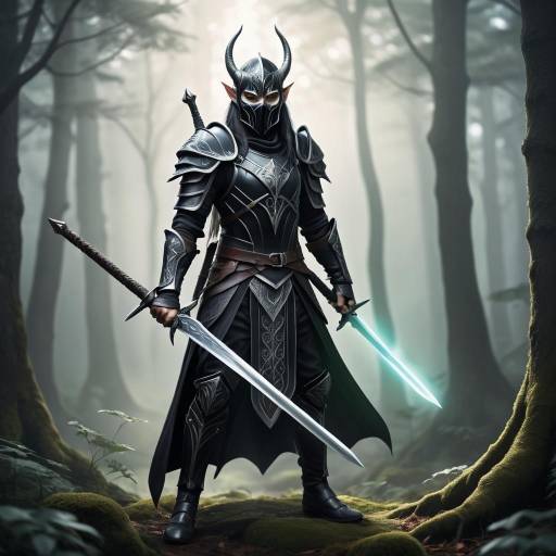 Fearless Elven Warrior in Enchanted Forest
