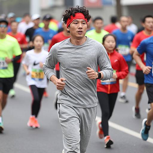 Urban Race: Determined Runner in Focus