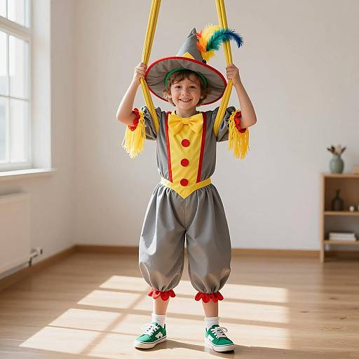 Colorful Circus Costume of a Smiling Child