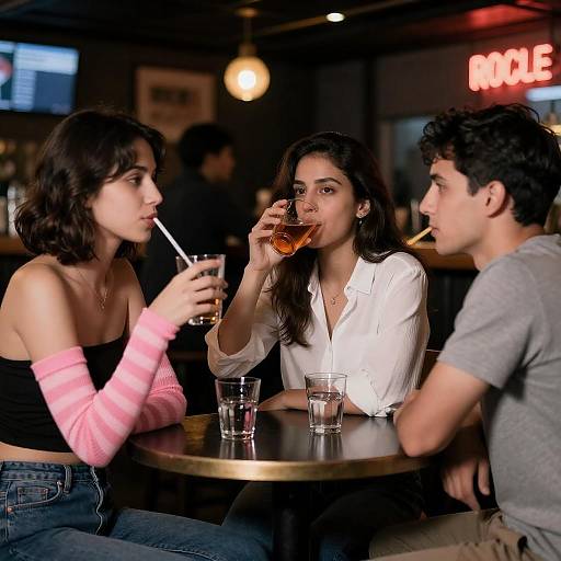 Dimly Lit Bar, Three People Portrait