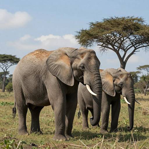 Serene Elephants in Grassy Savanna
