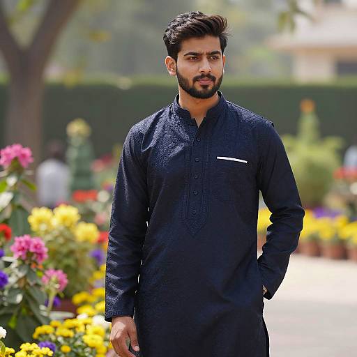 Elegant Sherwani in a Vibrant Garden