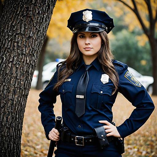 Realistic Policewoman Halloween Costume Portrait