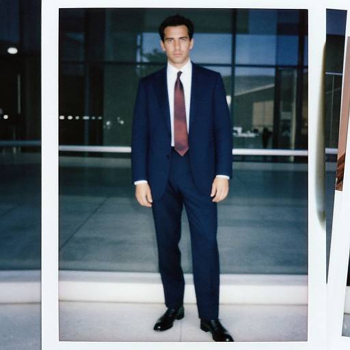 Confident Man in Navy Wool Suit