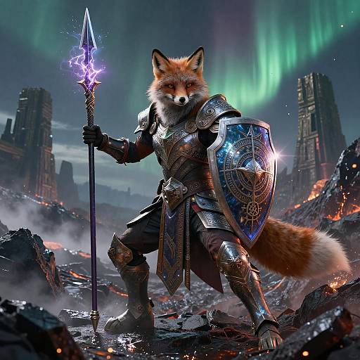 Runic Fox Battle-Mage on Volcanic Plateau