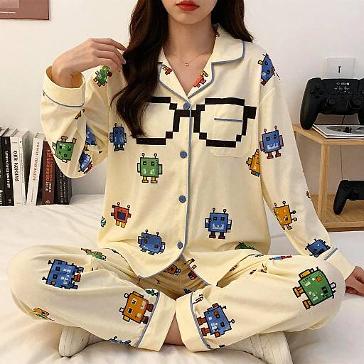 Cozy Nerdy Pajamas with Pixel Art