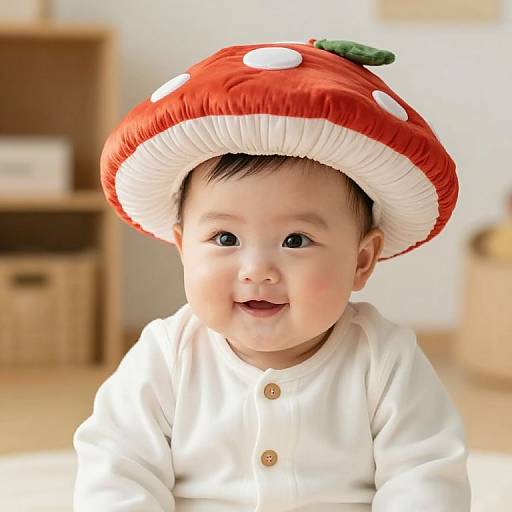 Adorable Baby in Cozy Mushroom Hat