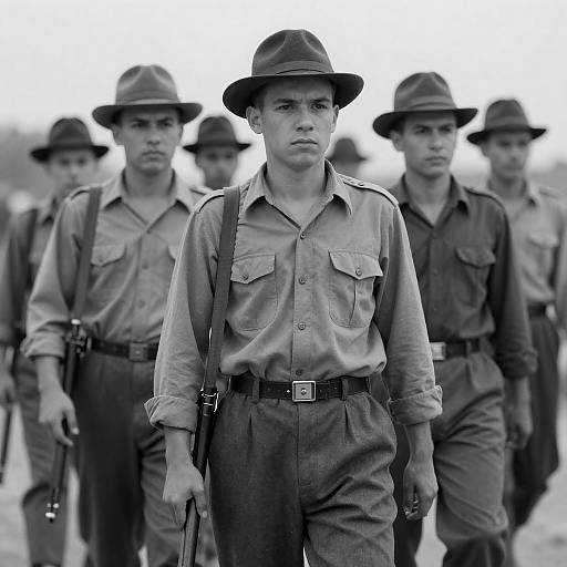 Gritty 1950s Men with Rifles