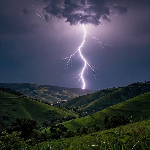 Luminous Lightning Over Serene Valley
