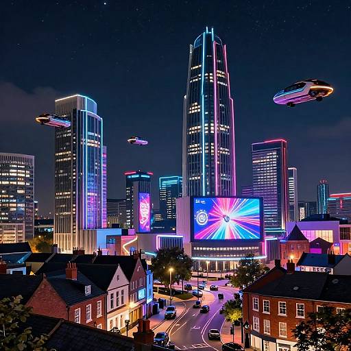 Futuristic Luton Cityscape at Night