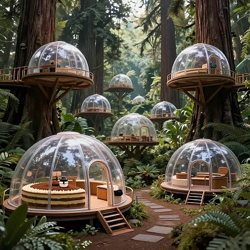Transparent Bio-Dome Houses in Jungle