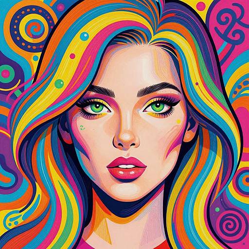 Colorful Pop Art Woman Portrait