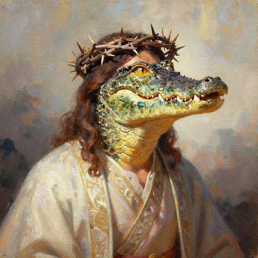 Mystical Jesus Crocodile Portrait