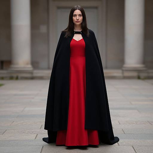 Woman in Woolen Cape and Dress