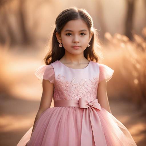 Charming Young Girl in Pink Tulle Dress