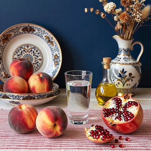 Classic Still Life with Fruits and Ceramics