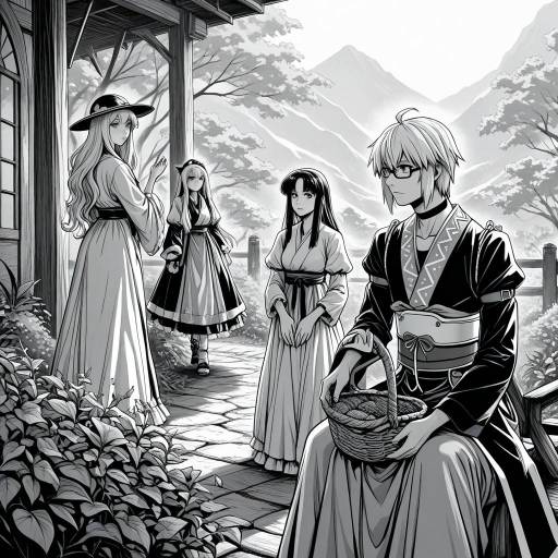 Monochrome Comic Featuring Six Girls